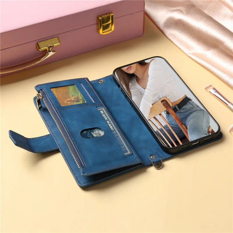 Leather Phone Case for iPhone 14 Pro Max 15 13 12 11