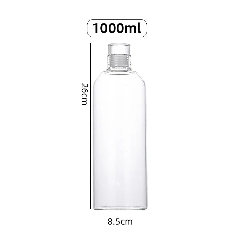 300-1000ML Transparent Glass Water Bottle
