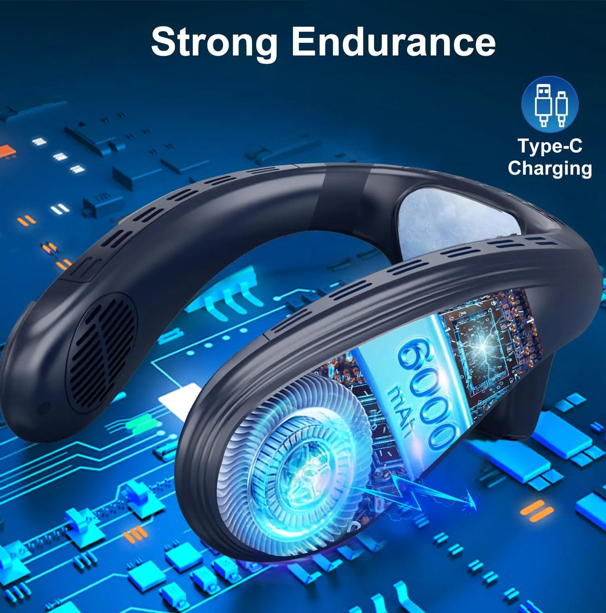 Rechargeable Semiconductor Bladeless Turbo Neck Fan