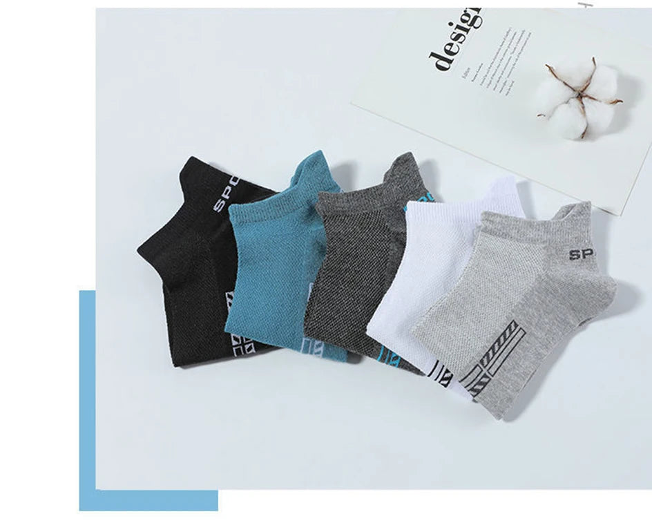 10 Pairs Cotton Breathable Mesh Sports Ankle High Socks For Men And Women