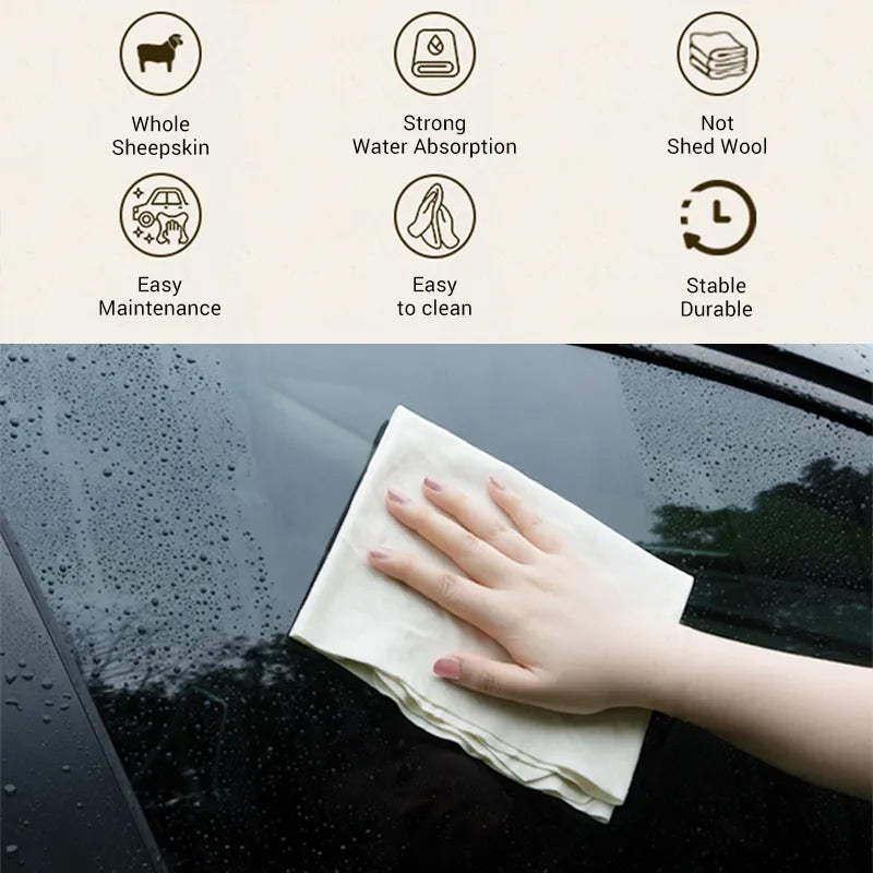 Natural  Sheepskin Chamois Car Care Cleaning Towel.