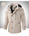 Men's Mid-length Hooded Multi-pocket Slim-fit Jacket