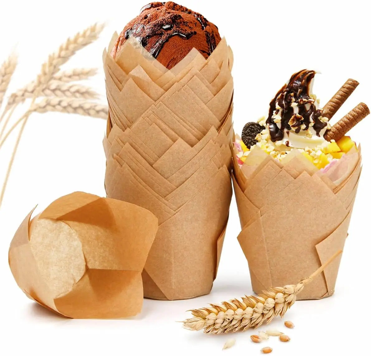 100pcs Oilproof Tulip Muffin Cupcake Liners