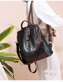 Ladies Anti-Theft Leather Backpack.