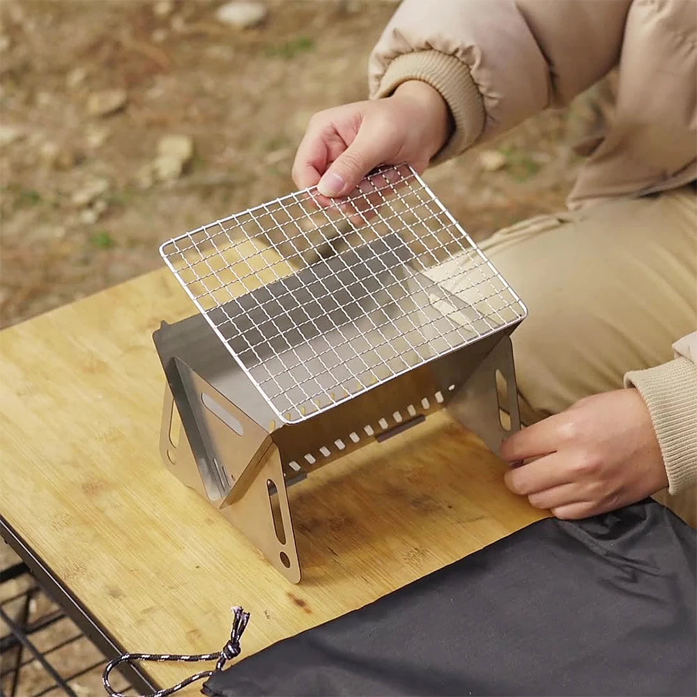 Tomshoo Portable Folding Stainless Steel Backpacking Barbeque