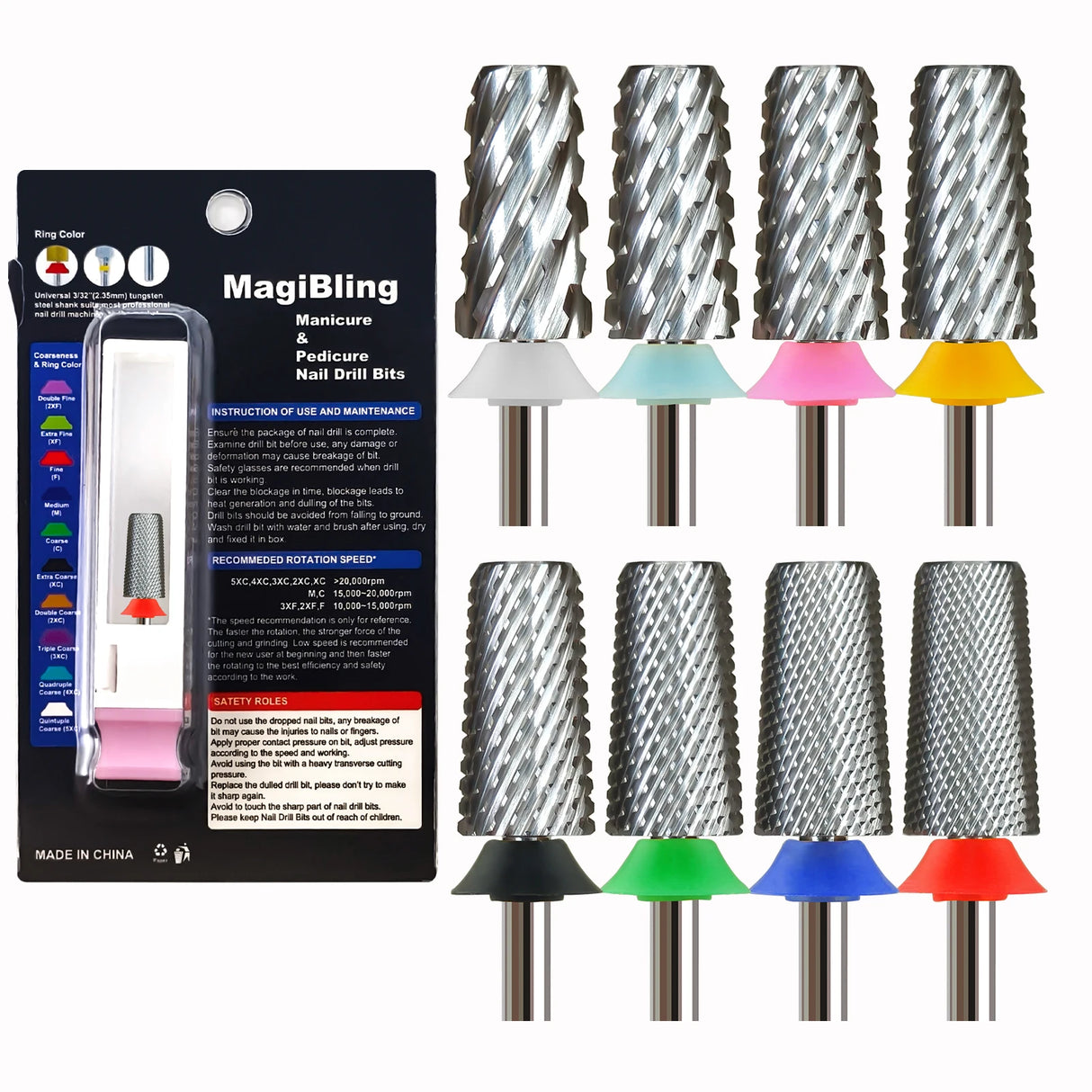 3/32" MagiBling Carbide Sharp 6.6mm Cross Cut Tapered Nails Bit For Acrylic Gel Remover