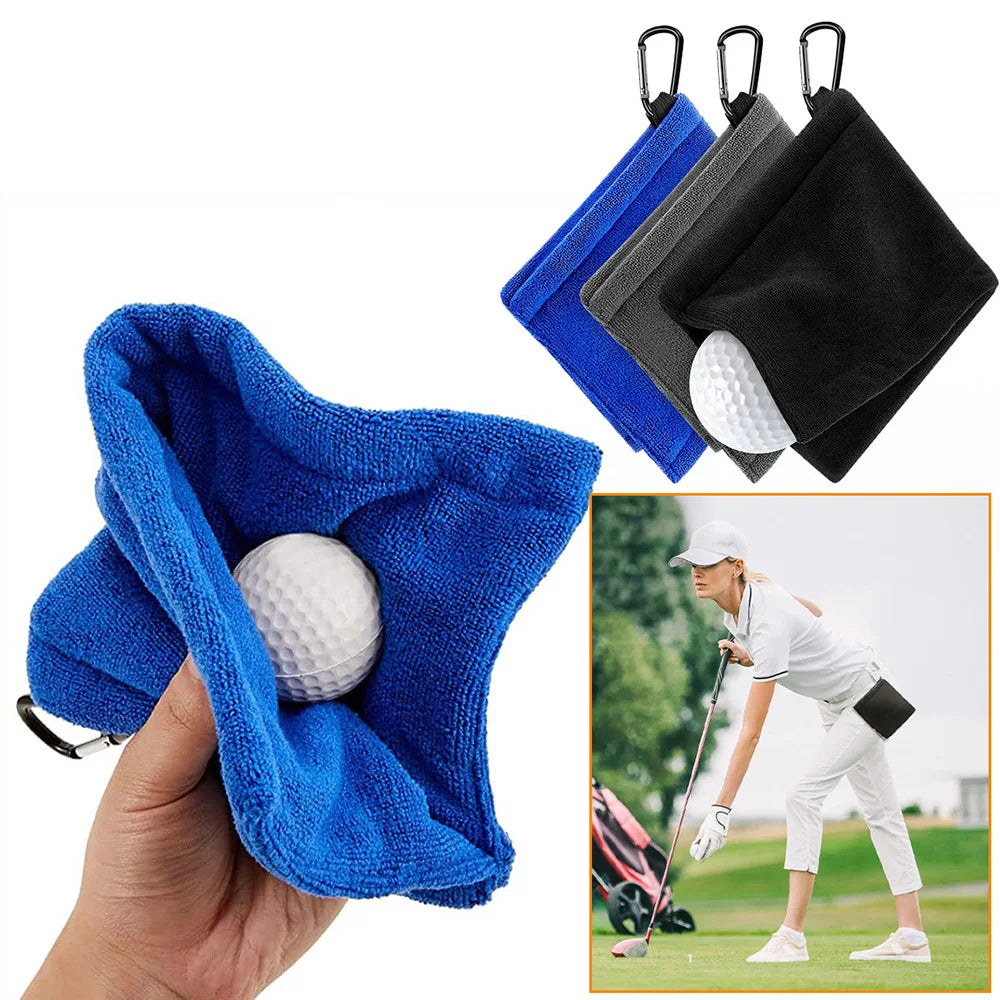 Square Microfiber Golf Ball Cleaning Towel With Carabiner