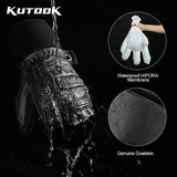 KUTOOK Men's Goatskin Leather Waterproof Thermal Gloves