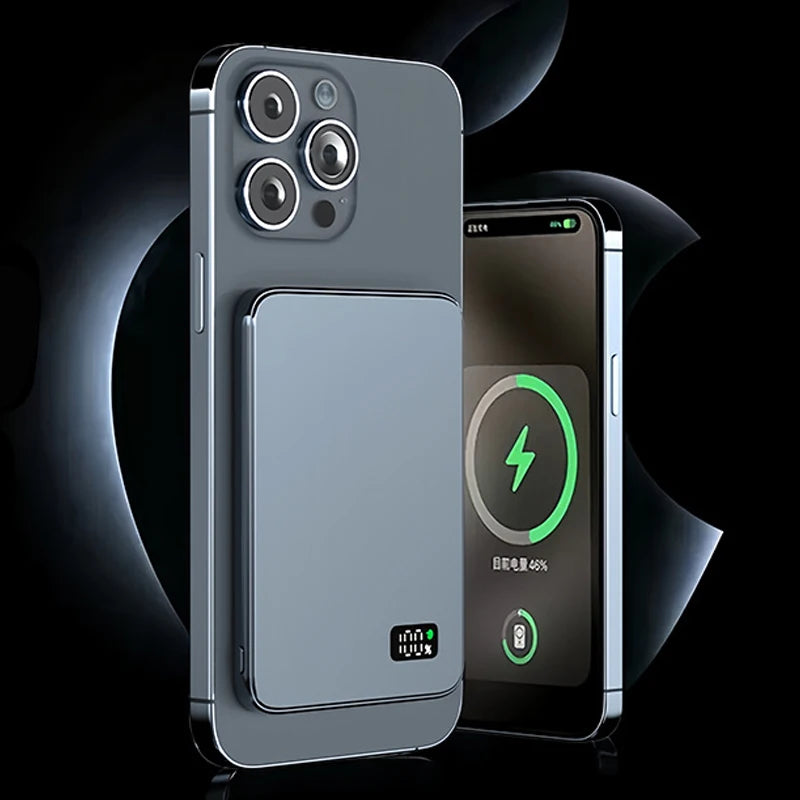 Ultra Thin Fast Charging LED Display Power Magnetic Bank For iPhone Samsung Phone Airpods