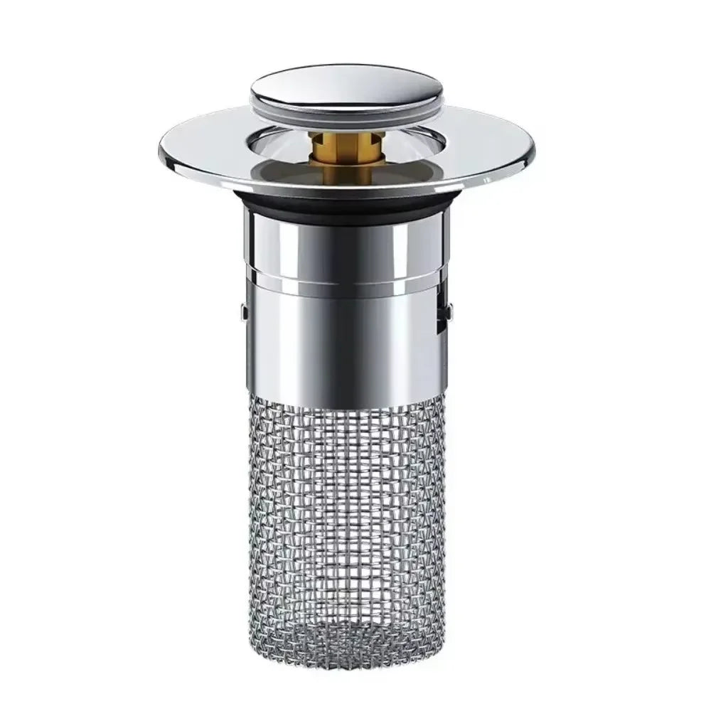 Universal Pop-up Chrome Drain Plug Sink Filter with Hair Catcher