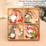 4-12pcs Wooden Christmas Tree Pendants Ornaments