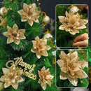 Christmas Artificial Silk Flowers with Clips for Xmas Tree Hanging Ornaments.