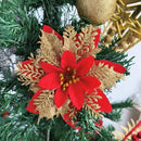 Christmas Artificial Silk Flowers with Clips for Xmas Tree Hanging Ornaments.