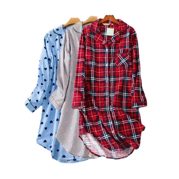 Women's Flannel, Cotton Night Shirts.