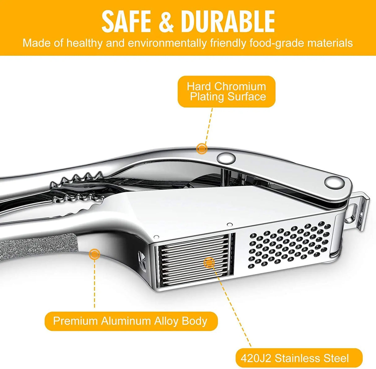 Stainless Steel 2 in 1 Garlic Press