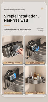 Wall Mounted Triangle/Rectangle Suction Cup Shelf Great For Showers Or Kitchens