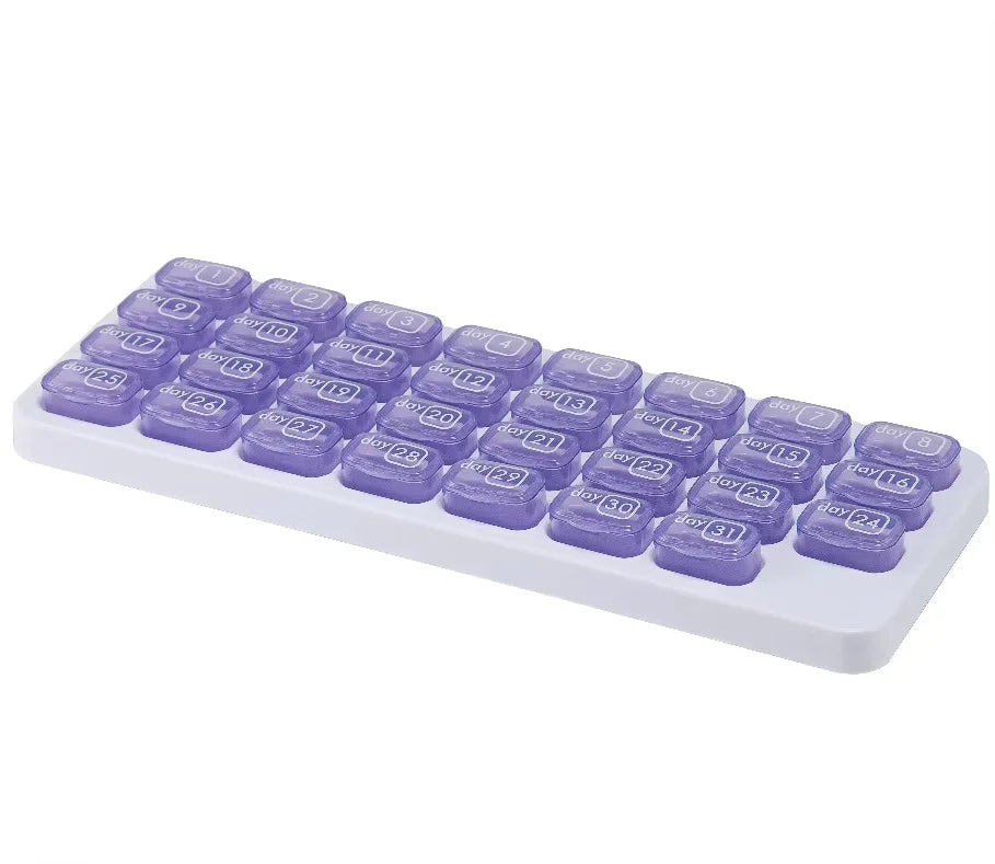 Portable 31 Days Medicine Box With Detachable Compartments