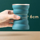 Silicone Foldable, Heat Resistant Travel Mug with Lid Lanyard.