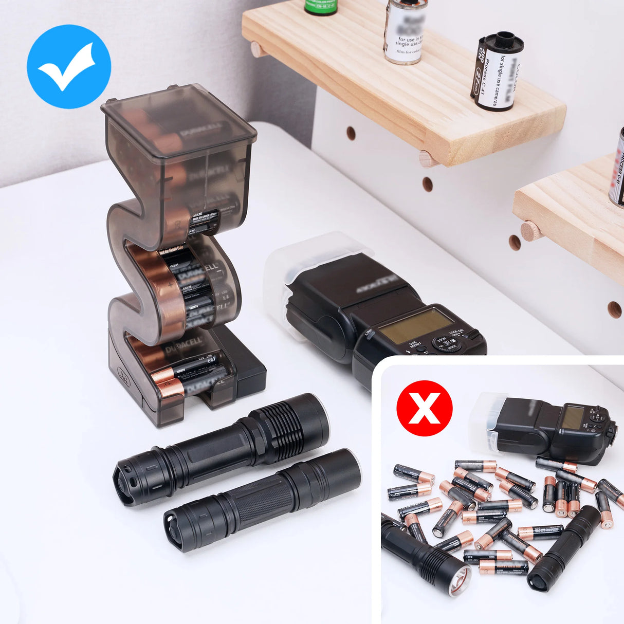 Battery Ladder Dispenser For 35 AAA Or 27 AA With Tester