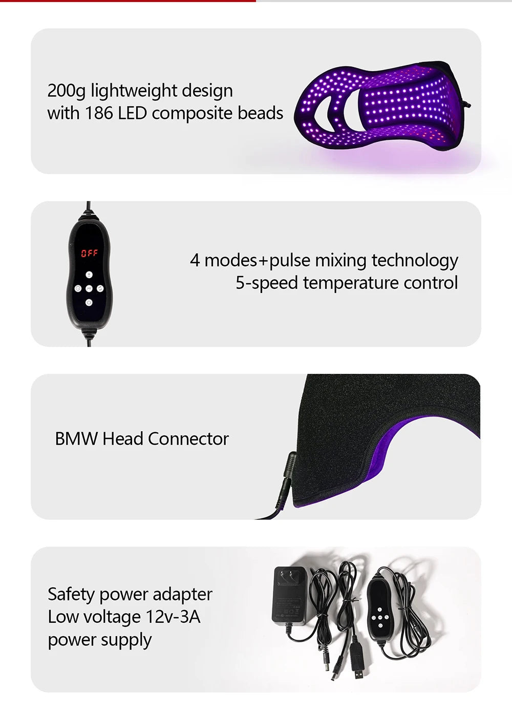 NEW 186 LED's Hat & Face Red Light Therapy For Hair Loss And Skin Rejuvenation