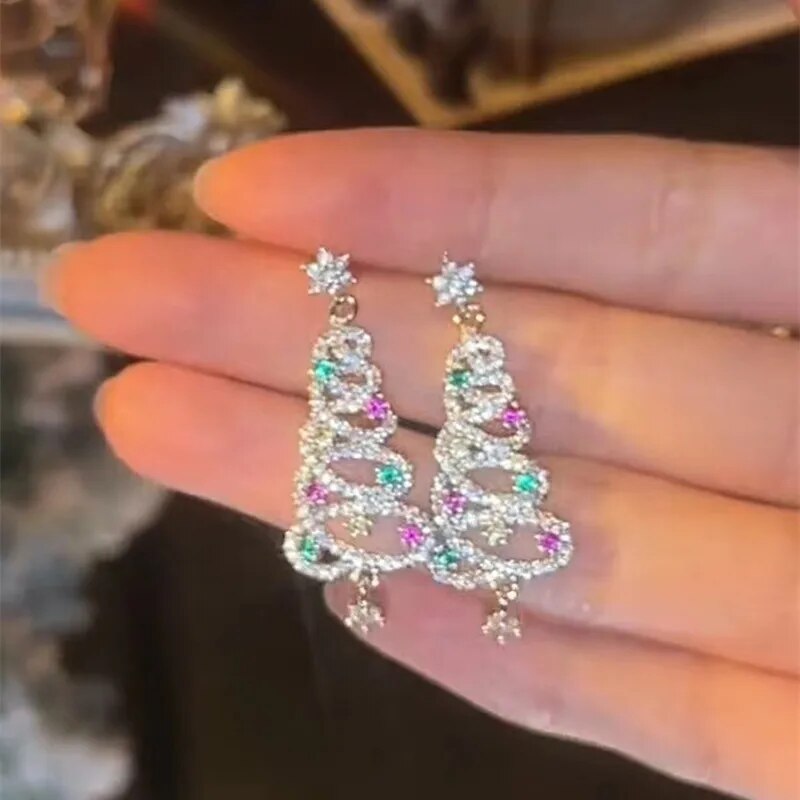 Women's Fashion Zircon Christmas Earrings.