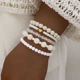 Elegant Handmade White Faux Pearl Bead Bracelet