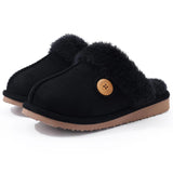 Evshine Women's Fur Plush Warm Slippers With Rubber Soles