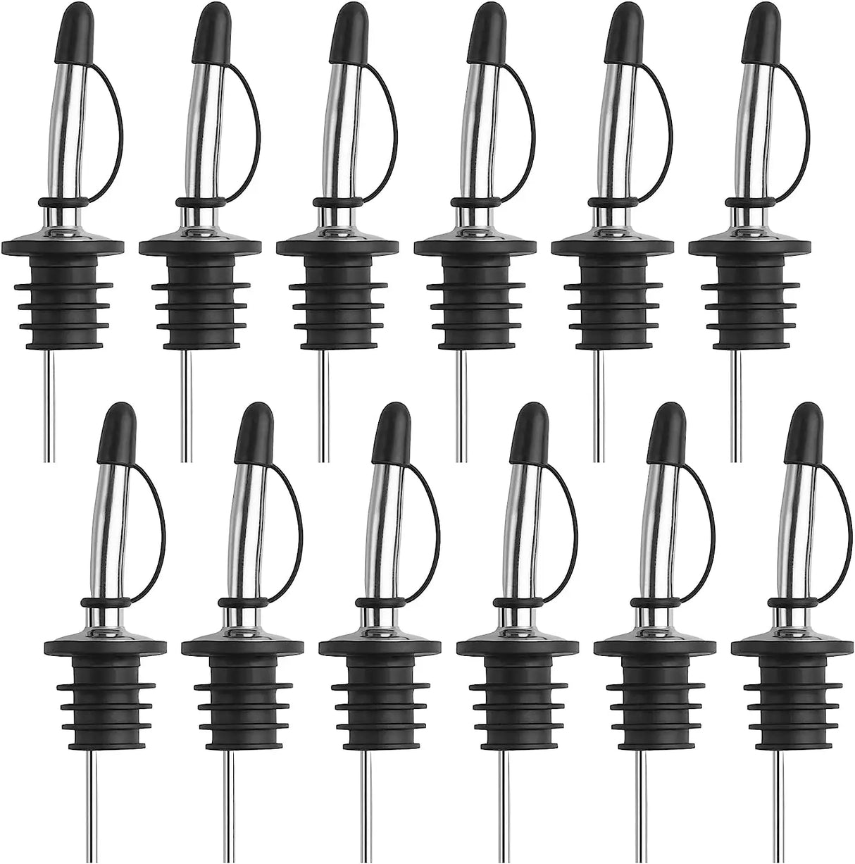 Stainless Steel Pour Spouts with Rubber Caps For Wine Or Oil Bottles