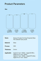 Baseus 2Pcs Screen Tempered Protector Glass Film For iPhone 14 Pro Max Protector For iPhone 13 Pro.