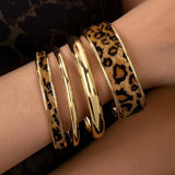 4pcs Bohemian PU Leather Leopard Print Bracelet