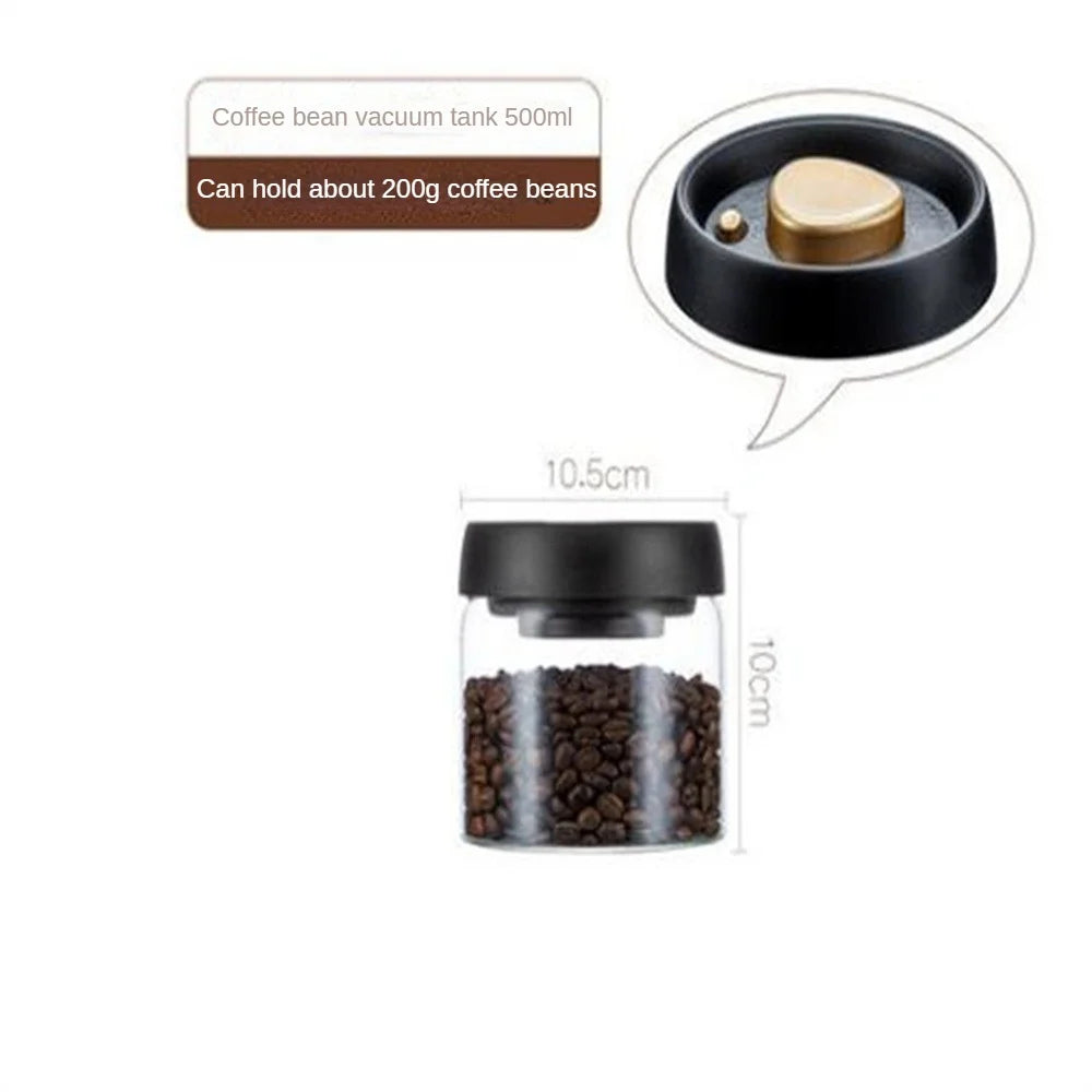 Coffee Bean Glass Storage Container With Press-Down Vacuum Seal