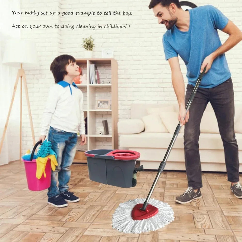 1 SET Triangular Spin Mop Base Head with Replacement Microfiber Pad