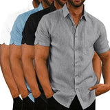 Men's Casual Short Sleeved Cotton Linen Shirts