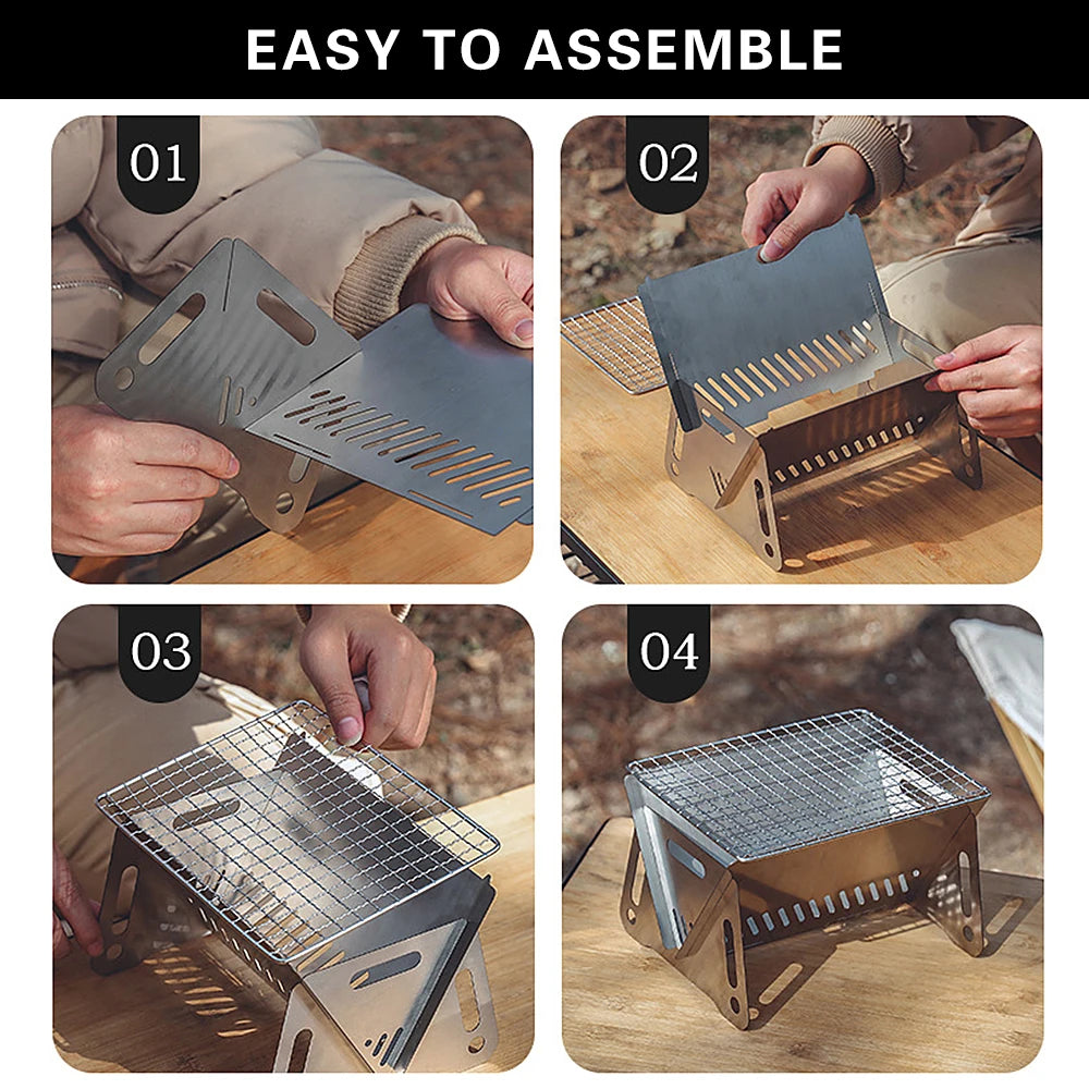Tomshoo Portable Folding Stainless Steel Backpacking Barbeque