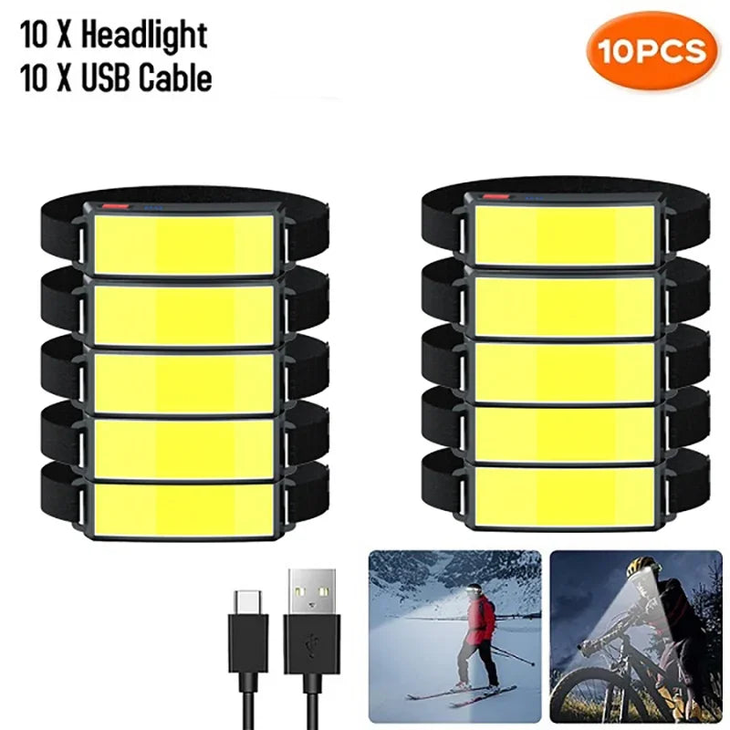 Powerful Headlamp With COB LED Built-in Type-C Rechargeable Battery