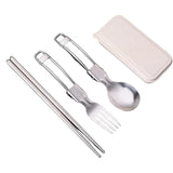 Stainless Steel Folding Spoon Fork Set With Case