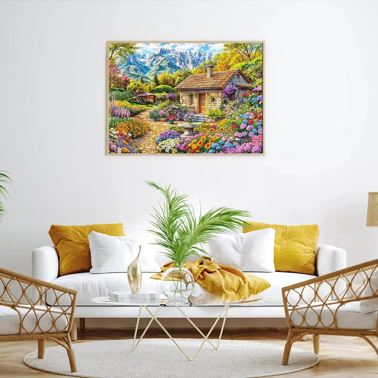 120/300/500/1000 House With Flowers in Mountains Wooden Puzzles