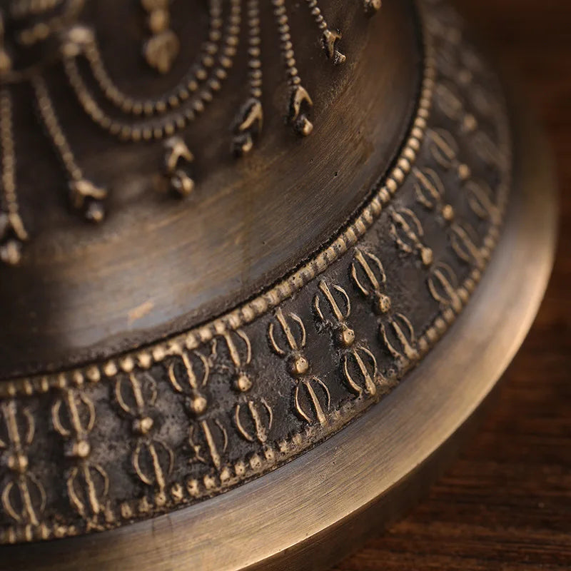 Nepal Brass Tibetan Handmade Vajra Bell and Pestle Set For Meditation