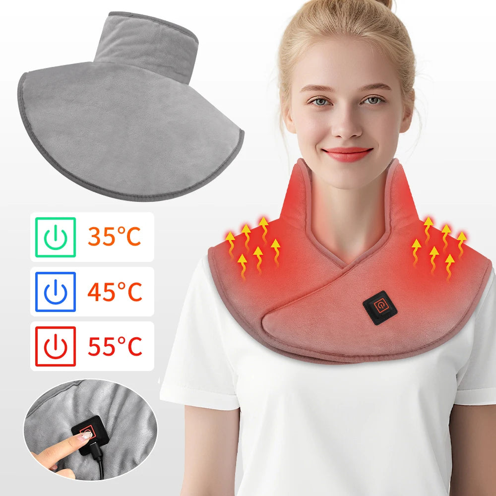 USB Heated Shoulder And Neck Padded Shawl With 3 Heat Settings