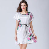 Short satin embroidered Bride and Bridesmaid bathrobe.