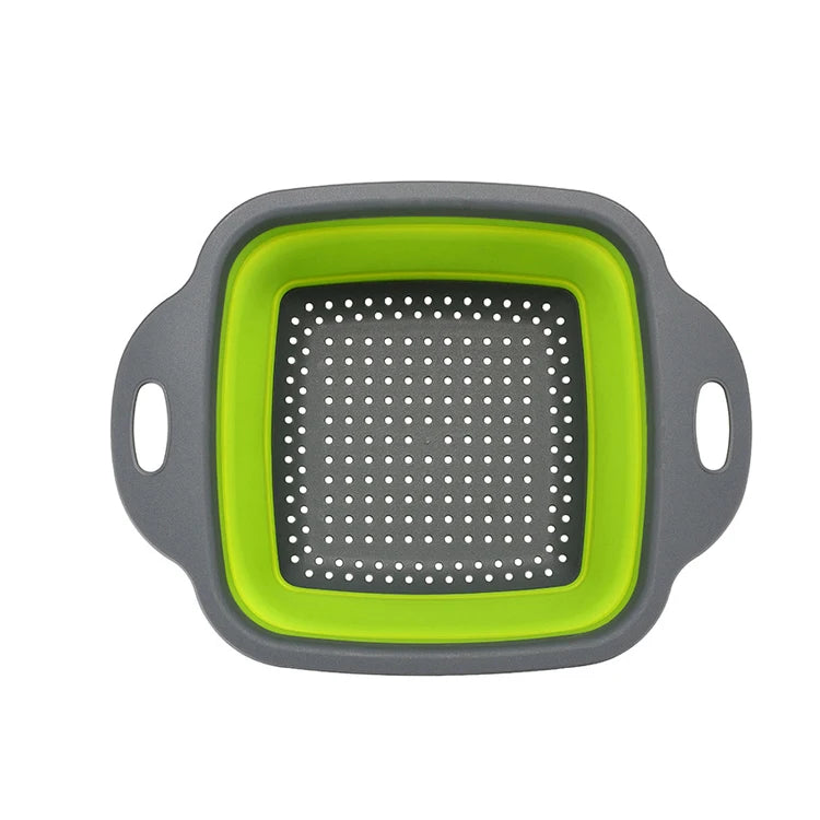 Foldable Square Vegetable Fruit Strainer Basket with Handle