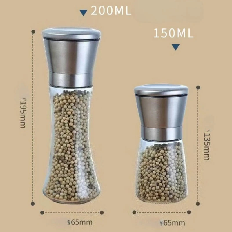 Stainless Steel Manual Glass Grinding Spice Bottle