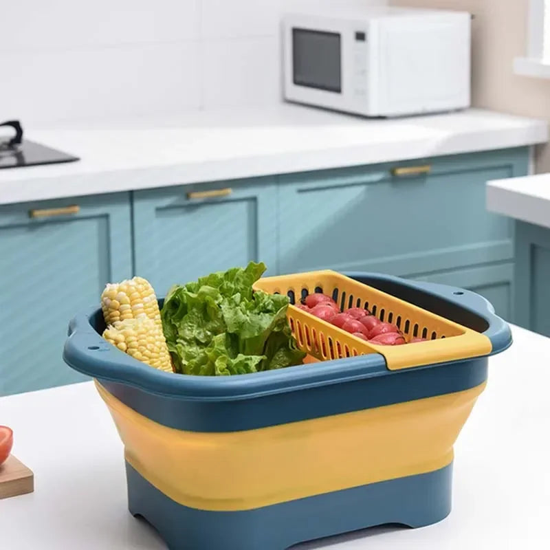 Silicone Foldable Strainer For Fruit Or Vegetables With Strainer