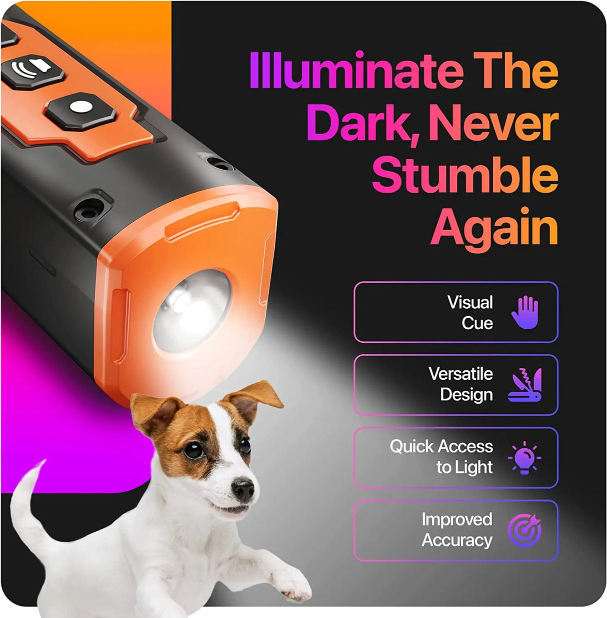 Ultrasonic Rechargeable Anti Dog Bark Training Device With LED Flashlight