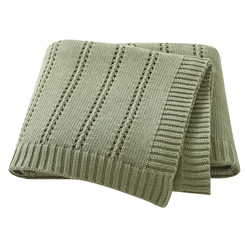 Vertical Stripes Solid Color Baby Cotton Blankets