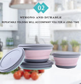 3 Pieces Silicone Folding Bowls with Lids