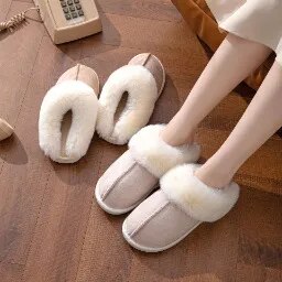 Winter Faux Suede Plush Closed Toe Slippers.