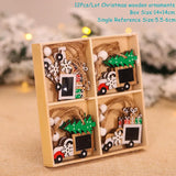 4-12pcs Wooden Christmas Tree Pendants Ornaments