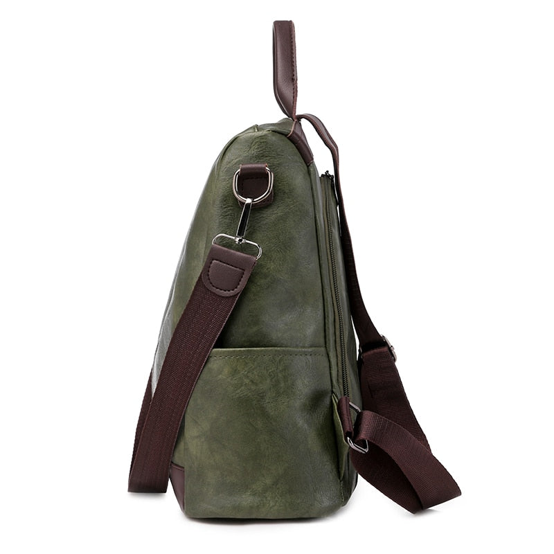 Ladies Anti-Theft Leather Backpack.