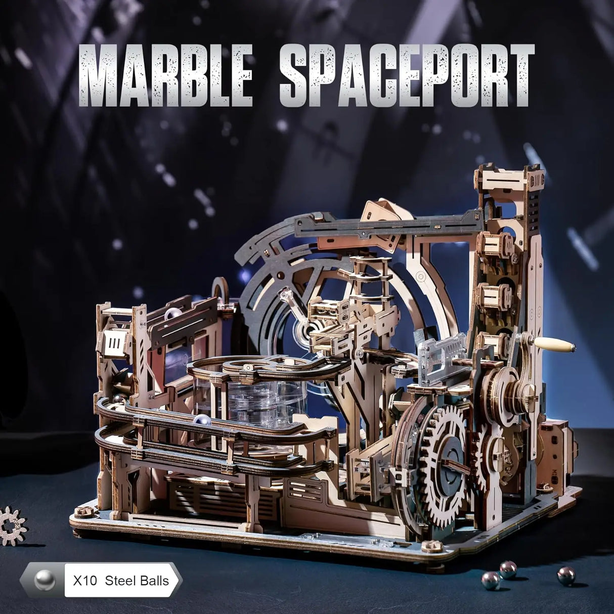 Robotime Motor driven Mechanical Model Marble Spaceport 3D Wooden Puzzle